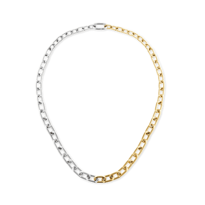Contrast Link Necklace Two Tone Gold