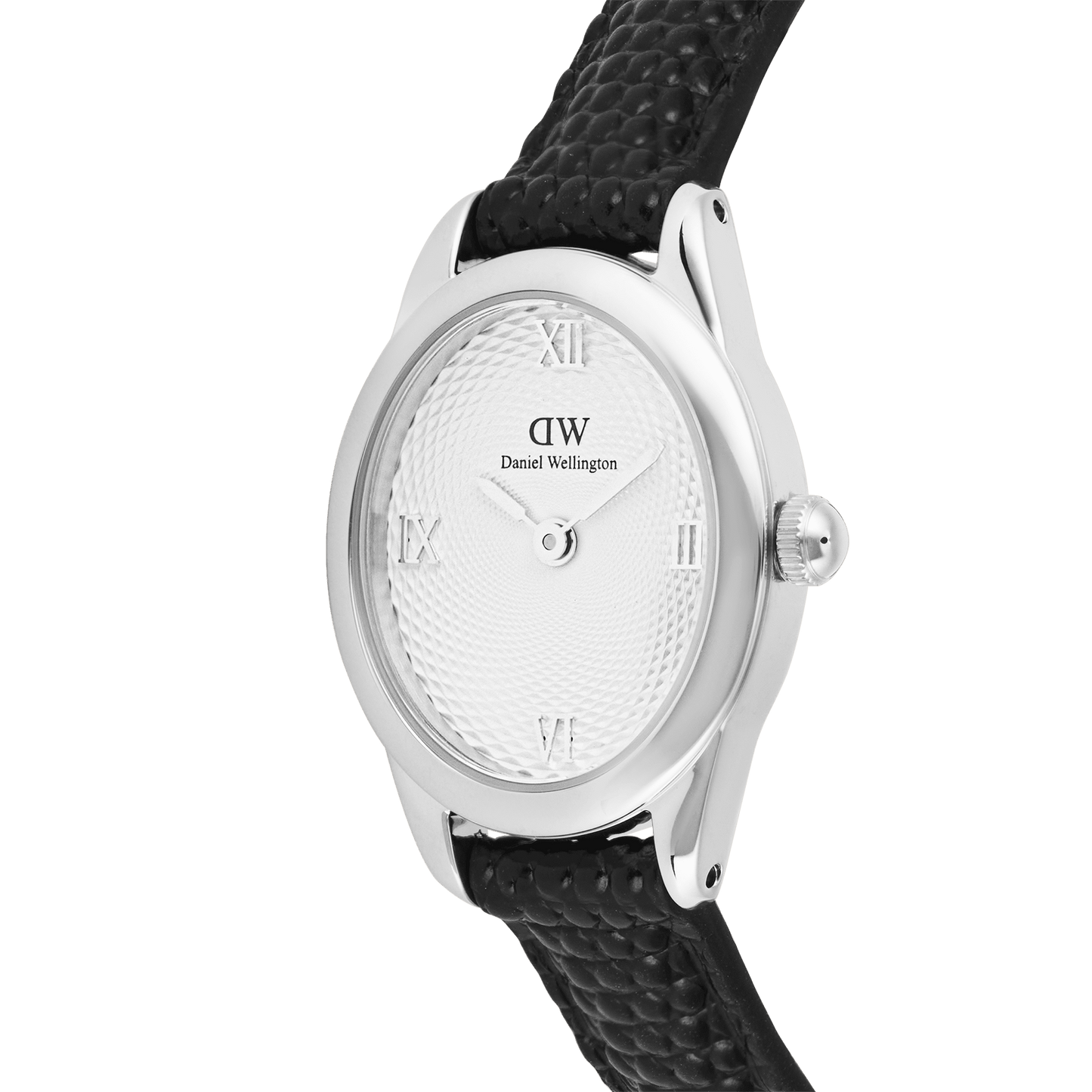 Ophelia Mini Black Lizard White Guilloché Silver