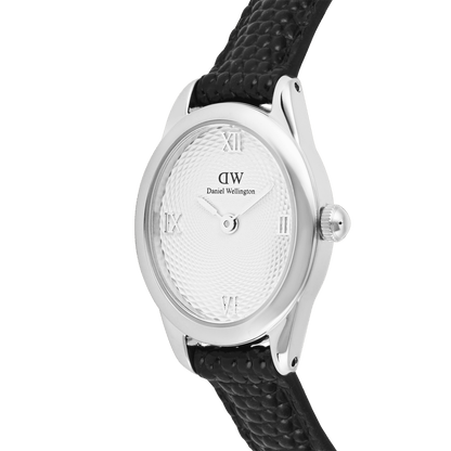 Ophelia Mini Black Lizard White Guilloché Silver