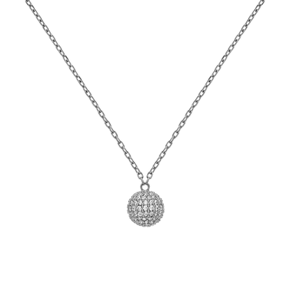 Pavé Crystal Pendant Necklace Silver