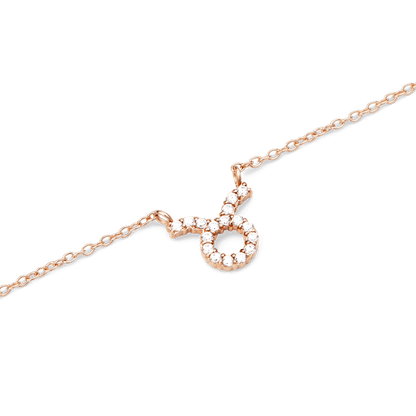 Crystal Zodiac Chain Necklace Rose Gold