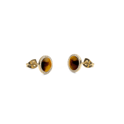 Audrey Earrings Tiger Eye Gold