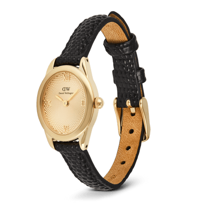 Ophelia Mini Black Lizard Unitone Guilloché Gold