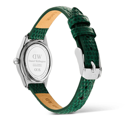 Ophelia Mini Green Lizard White Guilloché Silver