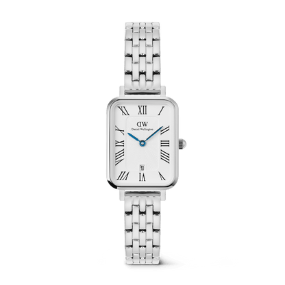 Quadro Roman Numerals Date 5-link Silver