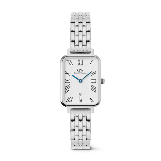 Quadro Roman Numerals Date 5-link Silver