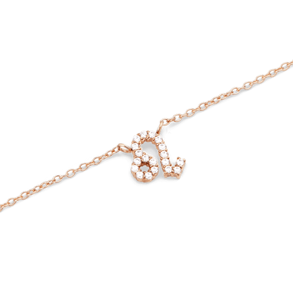 Crystal Zodiac Chain Necklace Rose Gold