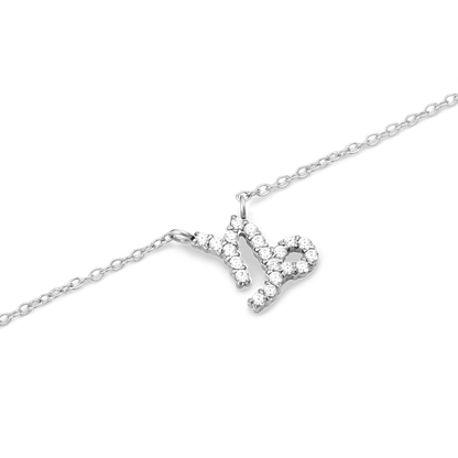 Crystal Zodiac Chain Necklace Silver