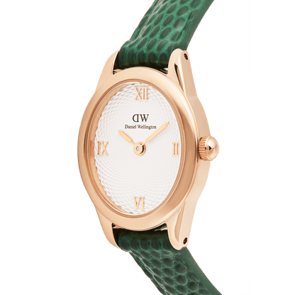 Ophelia Mini Green Lizard White Guilloché Rose Gold