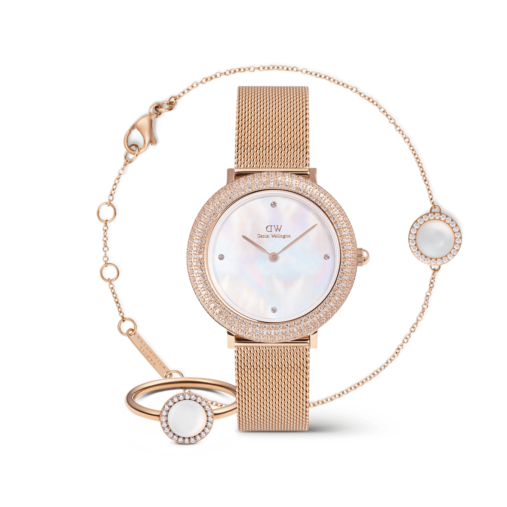 Crystalline Bezel & Audrey MOP Rose Gold Set