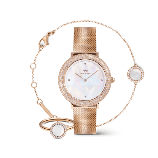 Crystalline Bezel & Audrey MOP Rose Gold Set
