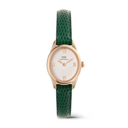 Ophelia Mini Green Lizard White Guilloché Rose Gold