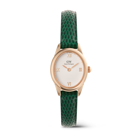 Ophelia Mini Green Lizard White Guilloché Rose Gold