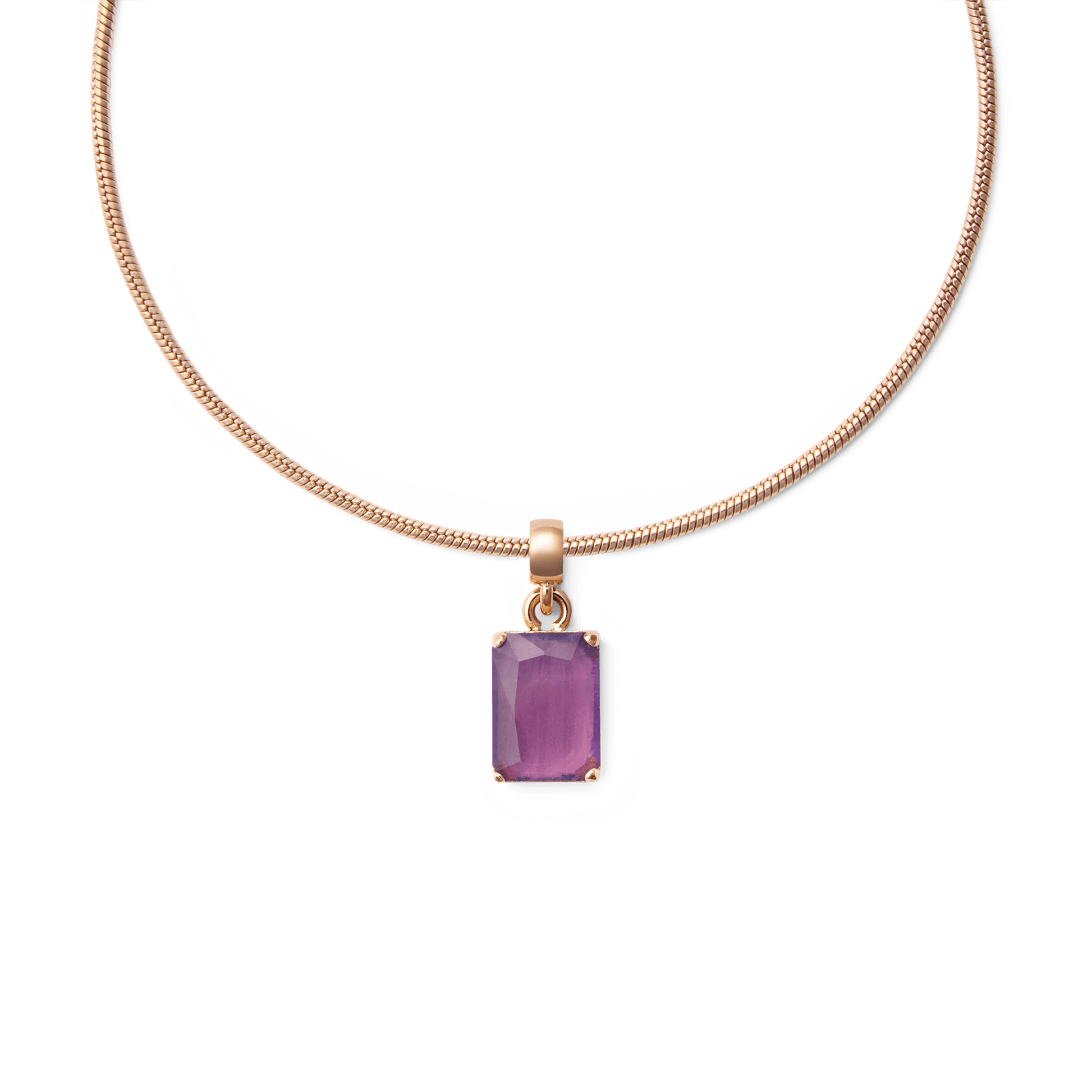 Amethyst Octagon Rose Gold Charm