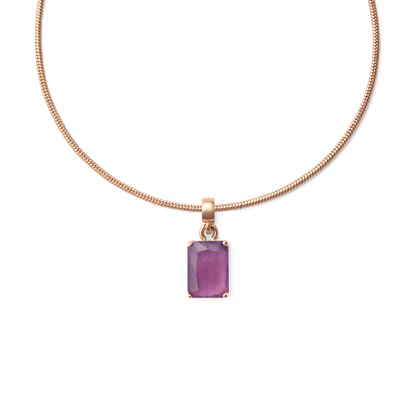 Amethyst Octagon Rose Gold Charm