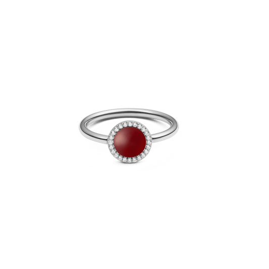 Audrey Ring  Red Agathe Silver
