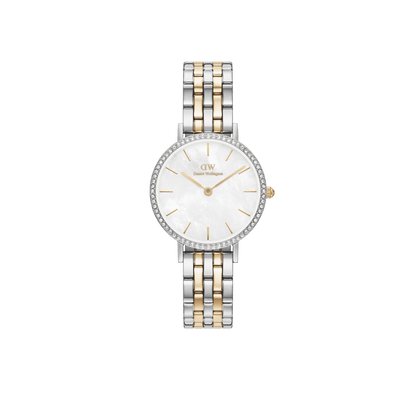 Petite Lumine Bezel 5-Link Two-Tone MOP Silver