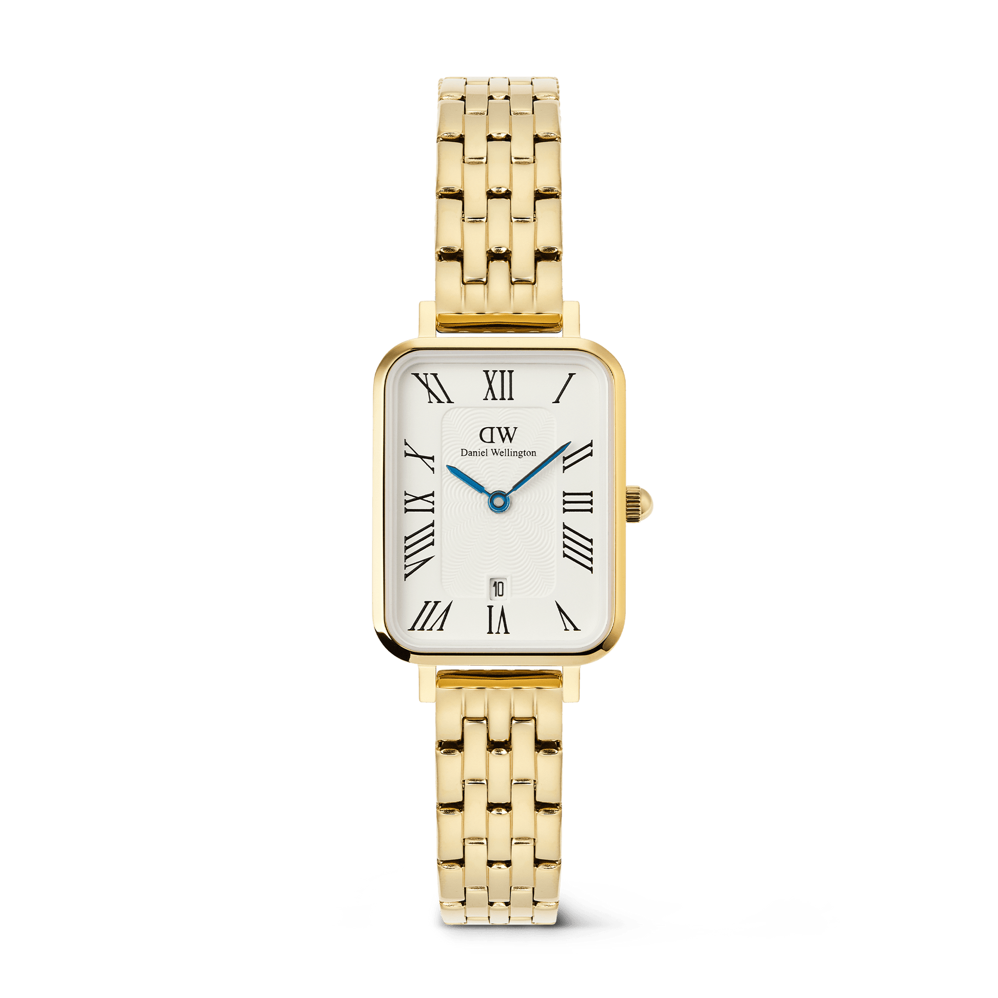 Quadro  Roman Numerals Date 5-link Gold