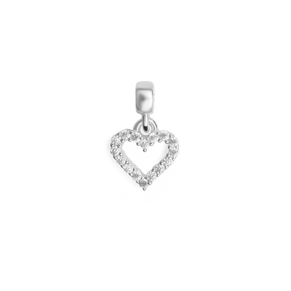 Heart Contour White Crystal Charm