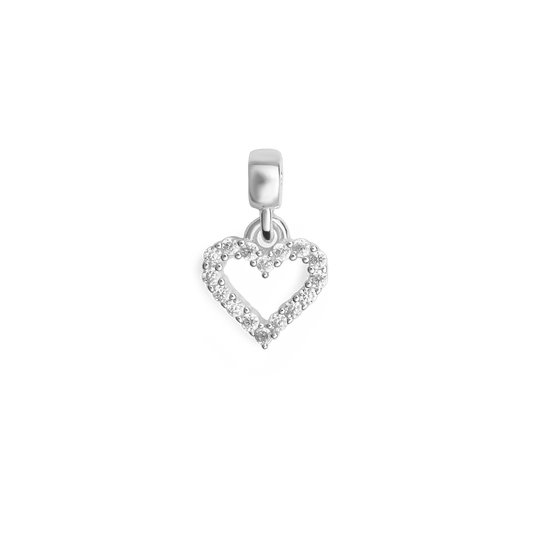 Heart Contour White Crystal Charm