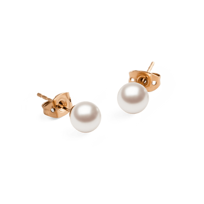 Pearl Stud Earrings Rose Gold