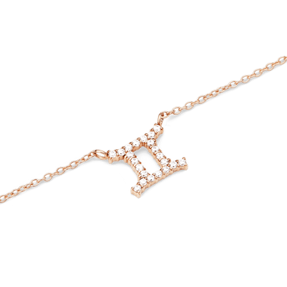 Crystal Zodiac Chain Necklace Rose Gold