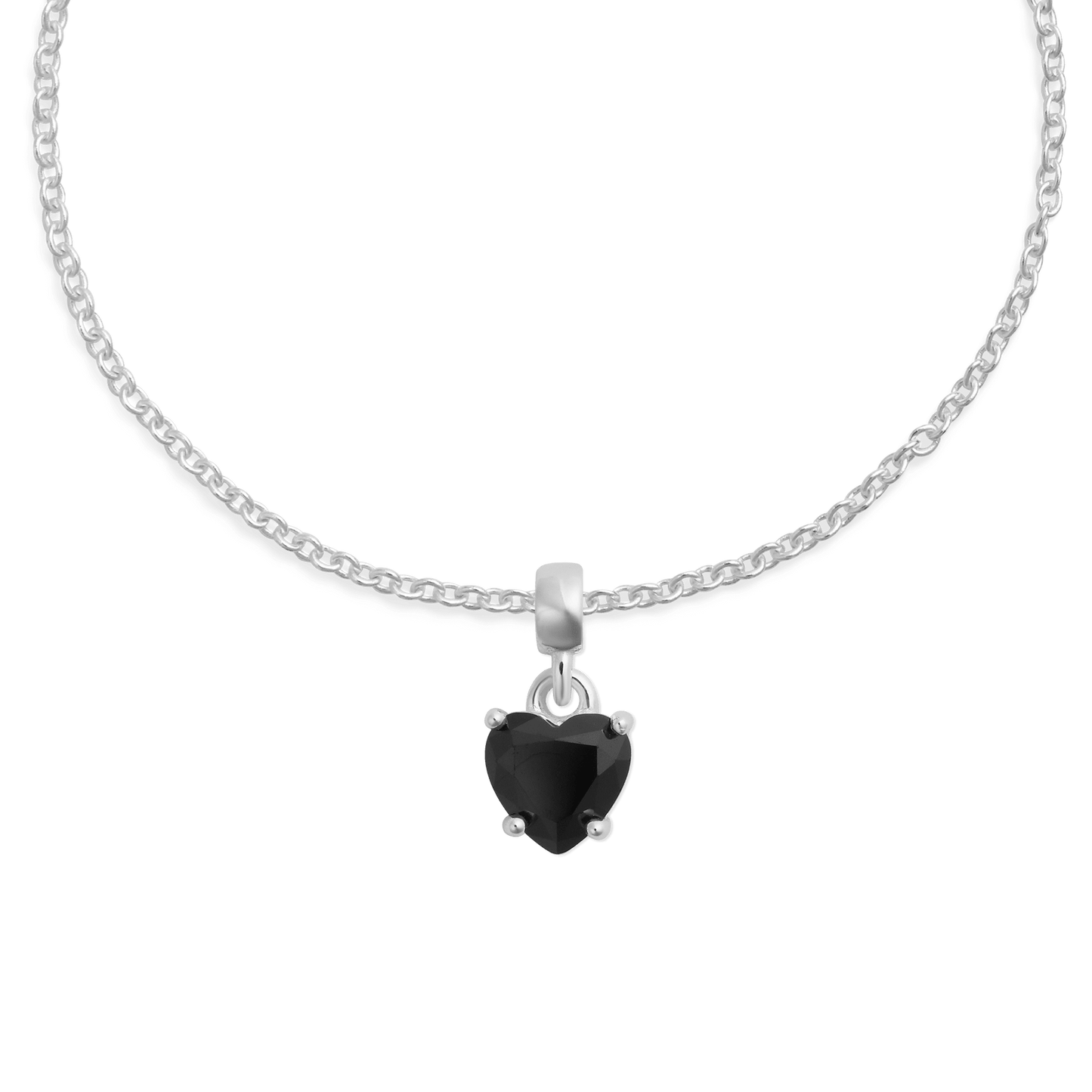 Charm Heart Crystal Black Silver