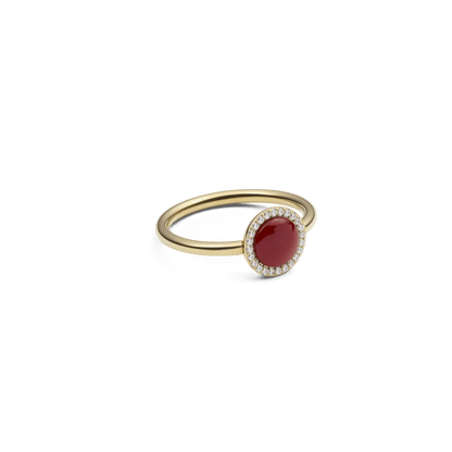 Audrey Ring  Red Agathe Gold