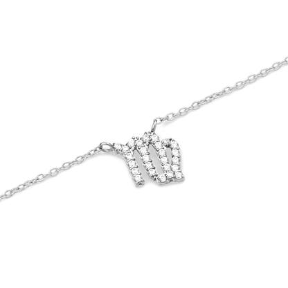 Crystal Zodiac Chain Necklace Silver