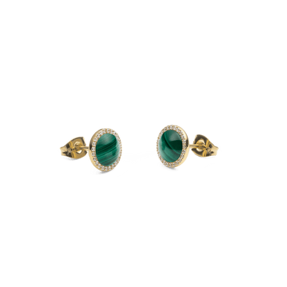 Audrey Earrings Malachite Gold