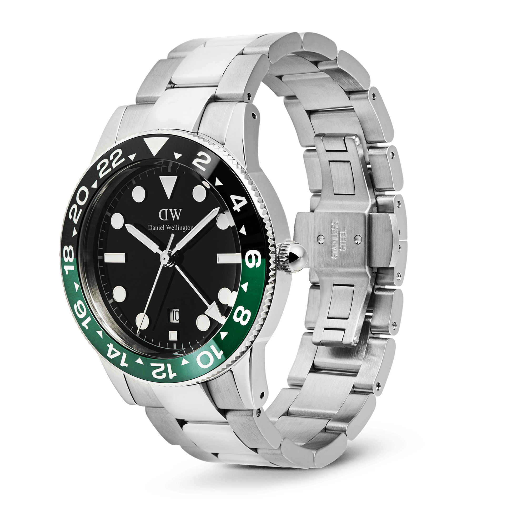 Iconic GMT Link Black Green Ceramic Bezel Silver