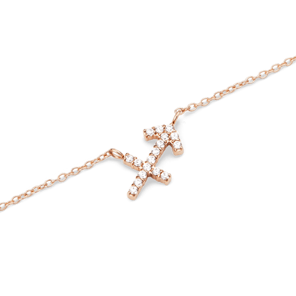 Crystal Zodiac Chain Necklace Rose Gold