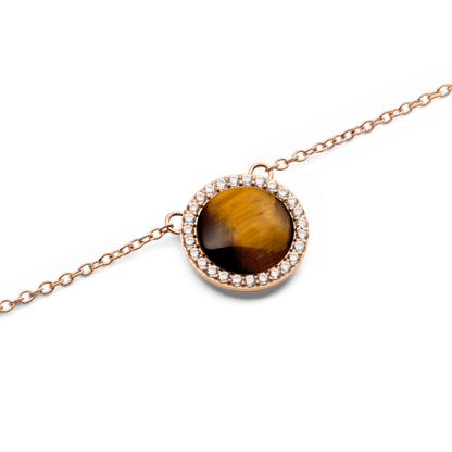 Audrey Necklace Tiger Eye Rose Gold