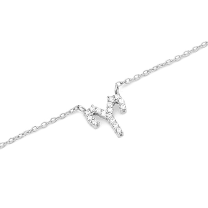 Crystal Zodiac Chain Necklace Silver