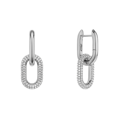 Crystal Link Earrings Silver