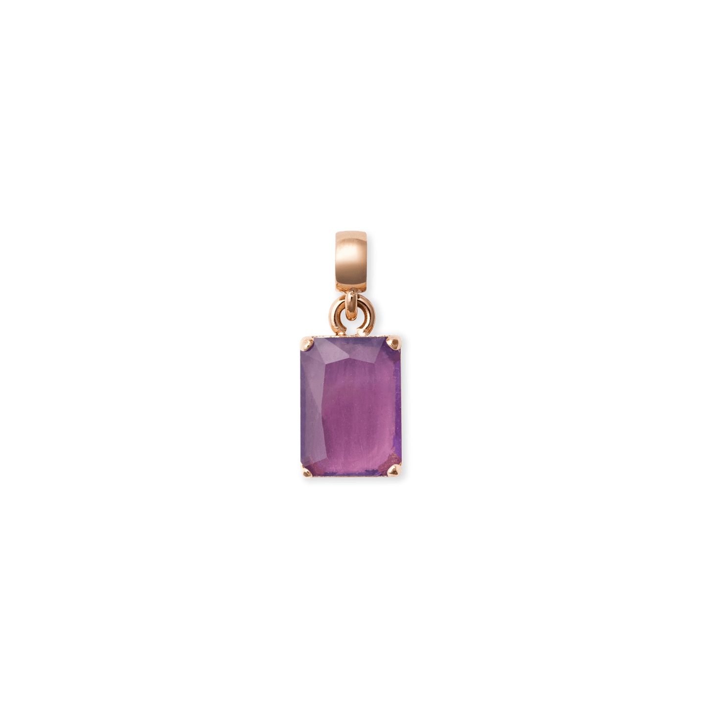 Amethyst Octagon Rose Gold Charm