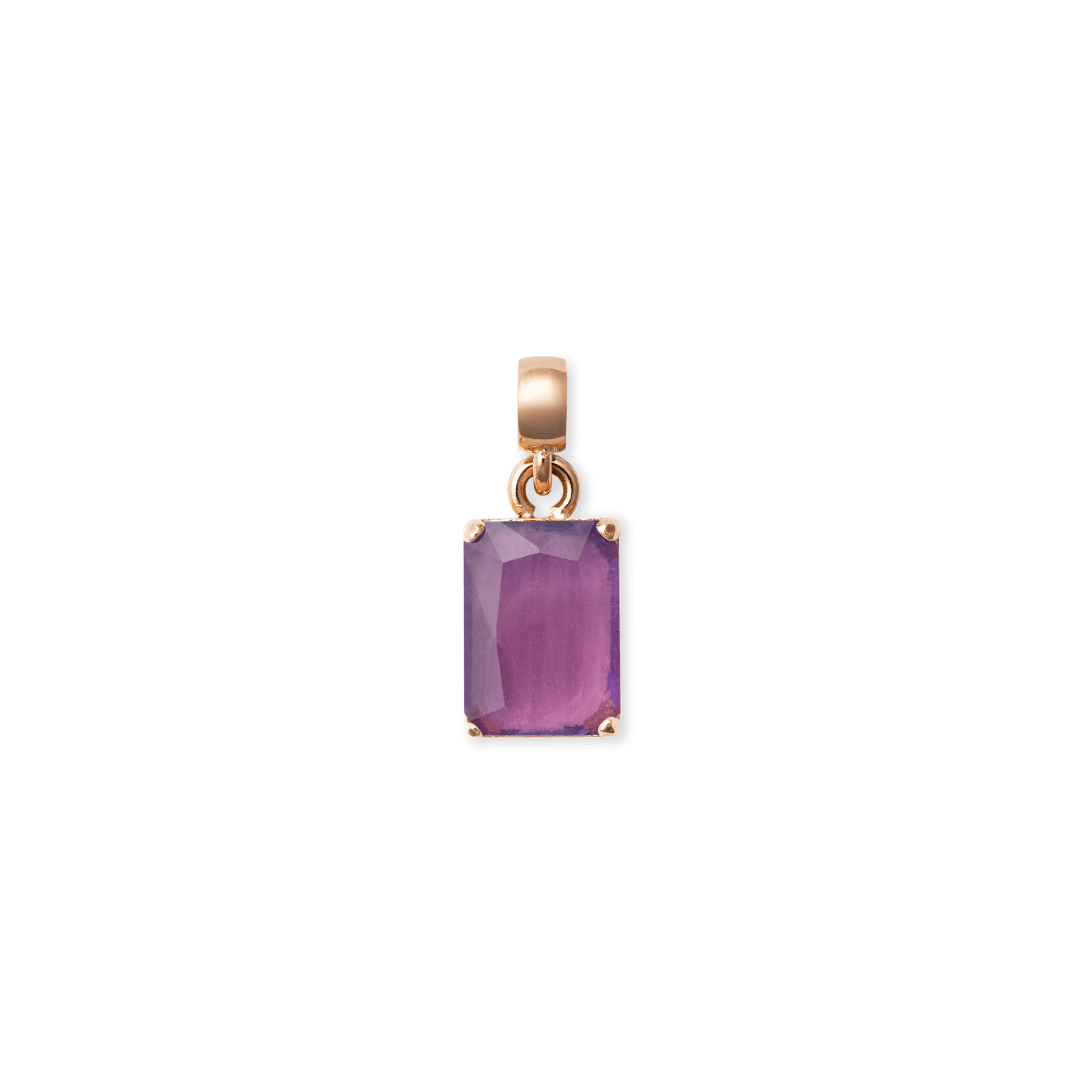 Amethyst Octagon Rose Gold Charm