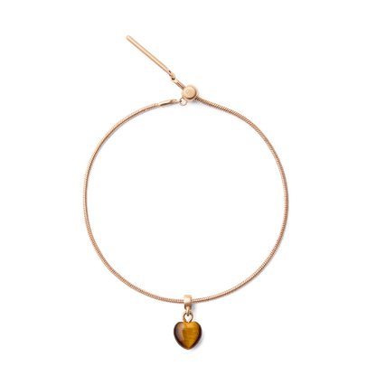 Tiger eye Heart Rose Gold Charm