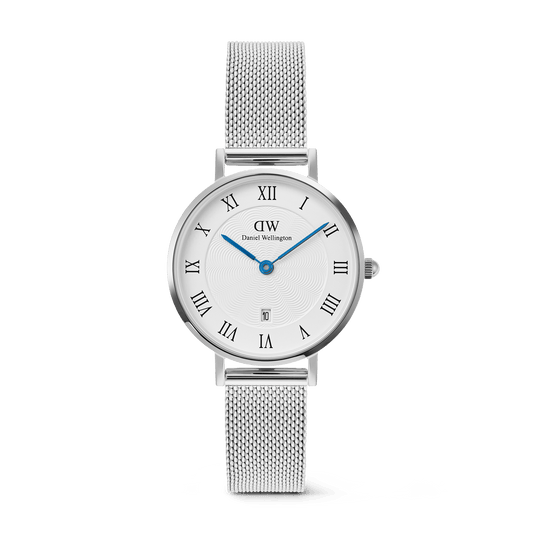 Petite Roman Numerals Date Silver