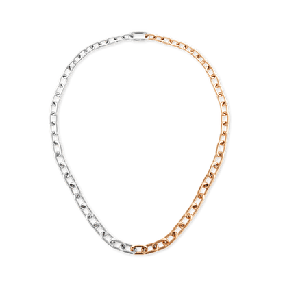 Contrast Link Necklace Two Tone Rose Gold