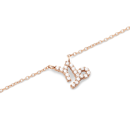 Crystal Zodiac Chain Necklace Rose Gold