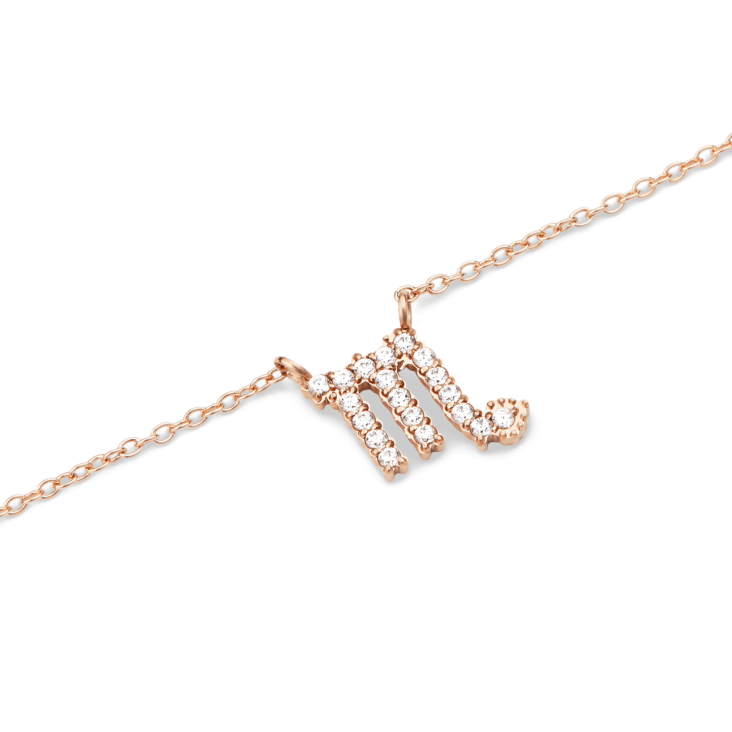 Crystal Zodiac Chain Necklace Rose Gold