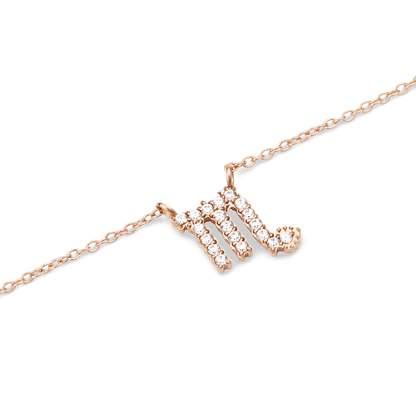 Crystal Zodiac Chain Necklace Rose Gold