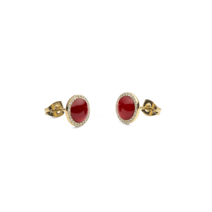 Audrey Earrings  Red Agathe Gold