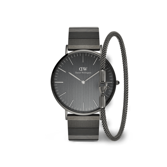 Classic Piano Link Graphite Unitone & Mesh Bracelet Set