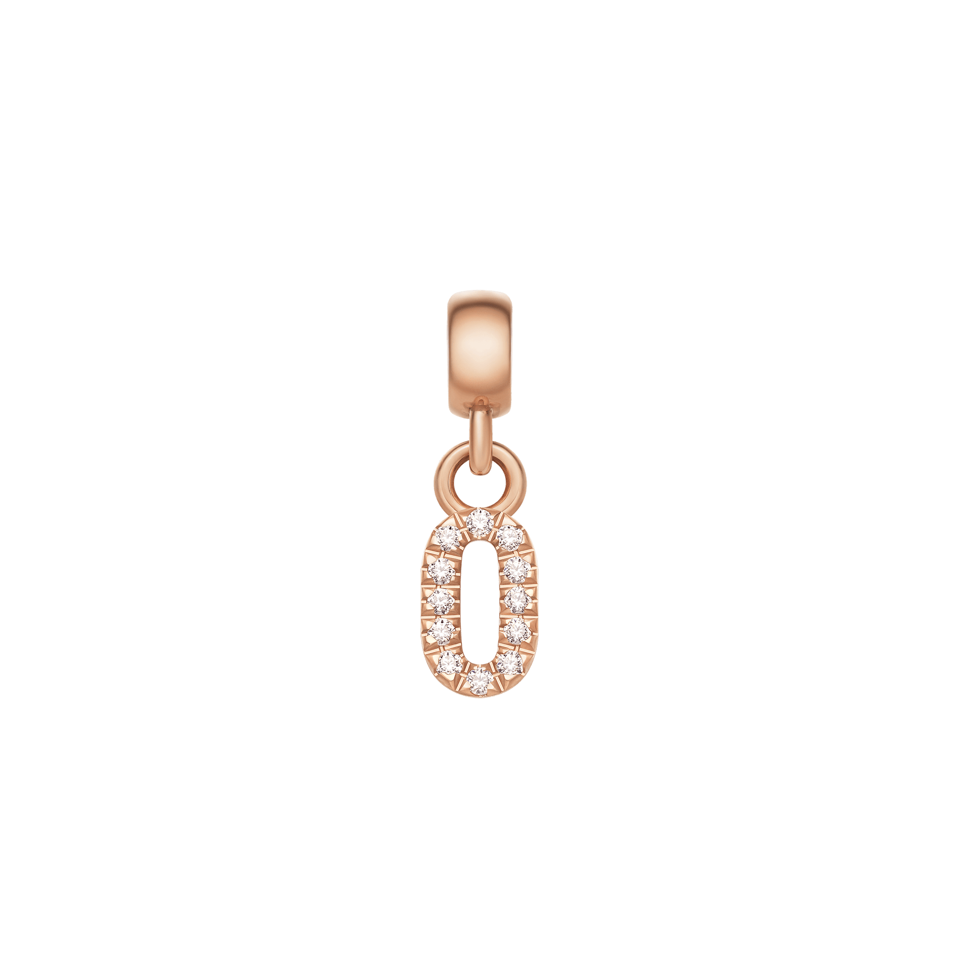 Crystal Number Charm Rose Gold
