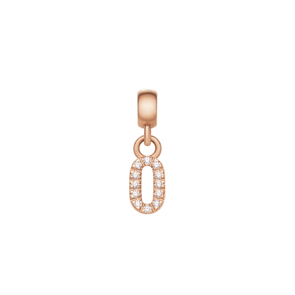Crystal Number Charm Rose Gold