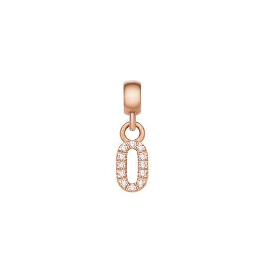 Crystal Number Charm Rose Gold
