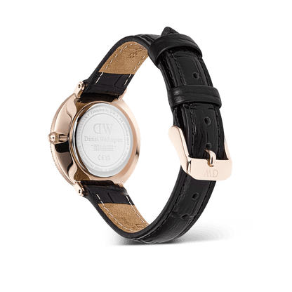 Crystalline Bezel Black Croc Rose Gold