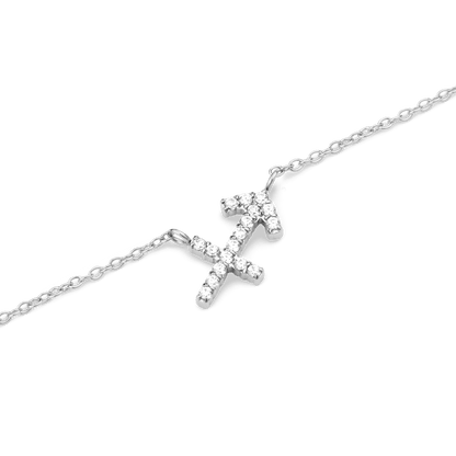Crystal Zodiac Chain Necklace Silver